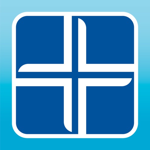 Image of a white cross on a blue background.