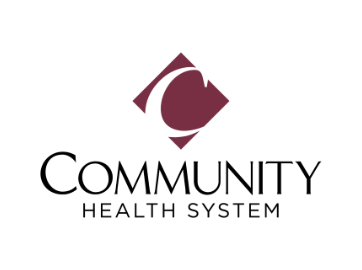 A red and black logo that reads Community Health System.