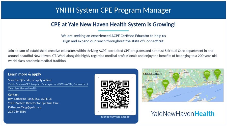 Advertisement for a ACPE Certified Educator at Yale New Haven Health System in Connecticut. 