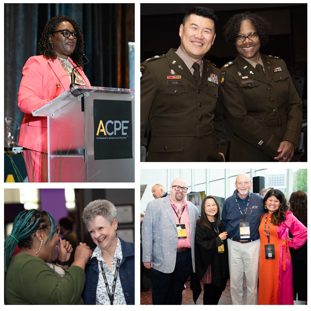 Collage of people of diverse faiths celebrating together at an event.